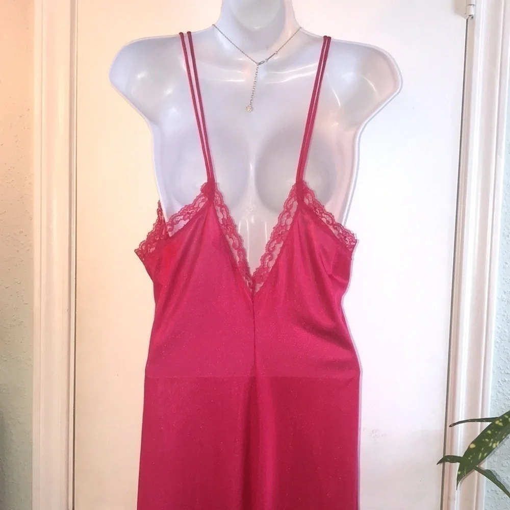 Vintage Vandemere Pink Lace Long Nightgown Size Large